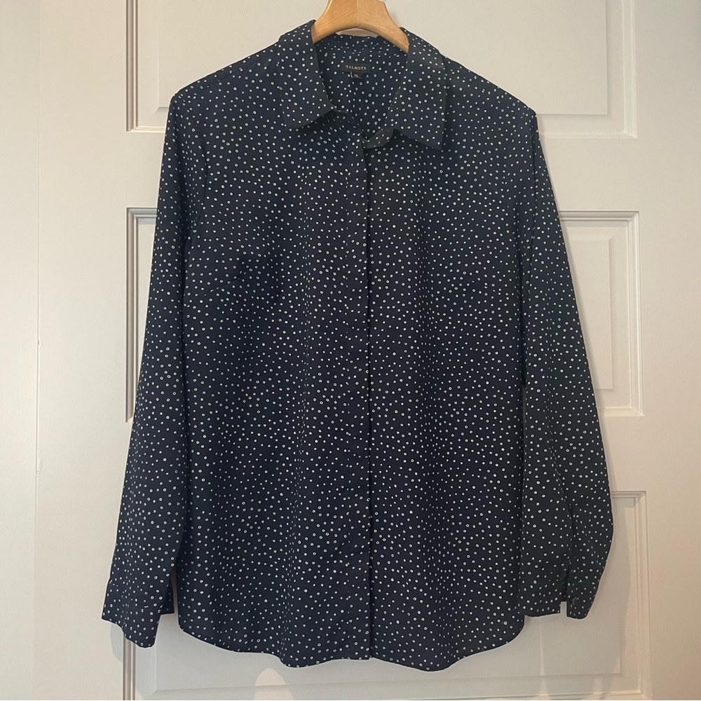 Euc Talbots Poly Button Down Blouse - image 1